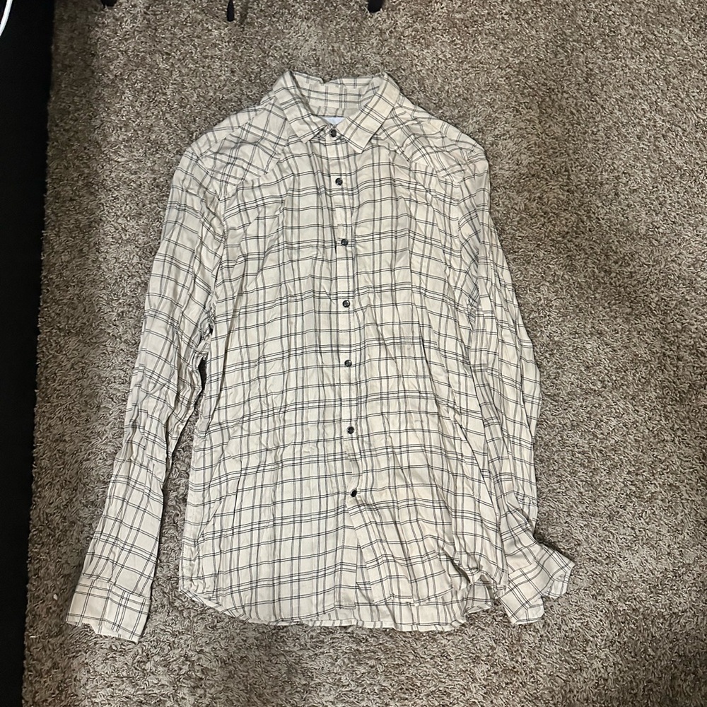 YoungLA Men's White and Black Plaid Shirt